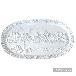 Vintage Ajax Last Supper Painted Brass Wall Hanging Easter Made in Japan